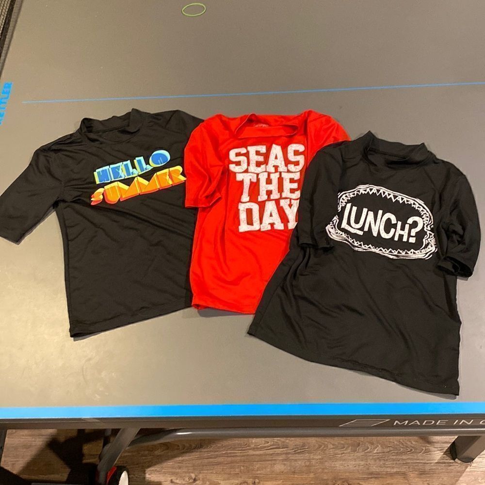 3 boys swim shirts/rash guards size 8/10
